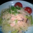 簡単!カフェ風♬鮭とエリンギのマヨパスタ