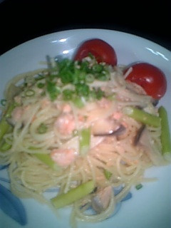簡単!カフェ風♬鮭とエリンギのマヨパスタ-レシピのメイン写真
