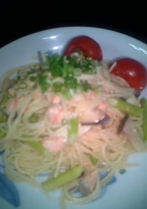簡単!カフェ風♬鮭とエリンギのマヨパスタ-レシピのメイン写真