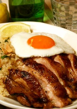 BBQチキンステーキ&ガーリックピラフ-レシピのメイン写真