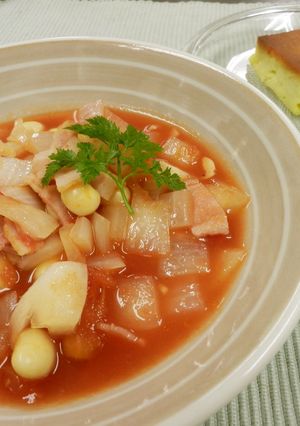 【スチコンレシピ】豆とベーコンのトマト煮-レシピのメイン写真