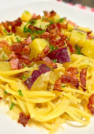 ホッコリ さつまいものクリームパスタ-レシピのメイン写真