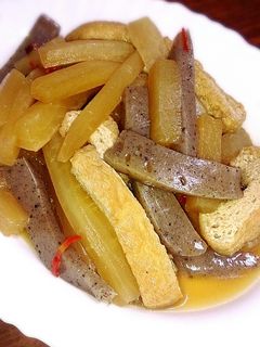 大根とこんにゃくと油揚げの甘辛炒め煮-レシピのメイン写真