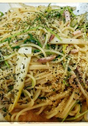 自信作！いかの塩辛と豆苗と白菜のパスタ-レシピのメイン写真
