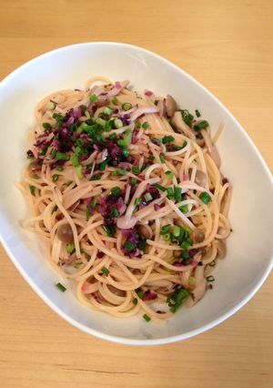 シバ漬とシメジの和風パスタ-レシピのメイン写真