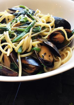 ほうれん草とムール貝の和風パスタ-レシピのメイン写真