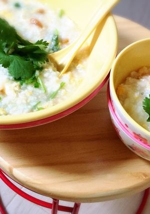 シャンツァイ(パクチー)と仙台麩の中華粥-レシピのメイン写真