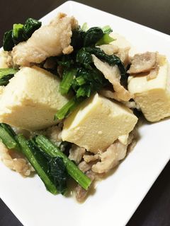 冷凍豆腐☆小松菜と豚肉の中華炒め-レシピのメイン写真