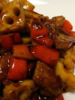 れんこんと豚肉の黒酢炒め-レシピのメイン写真