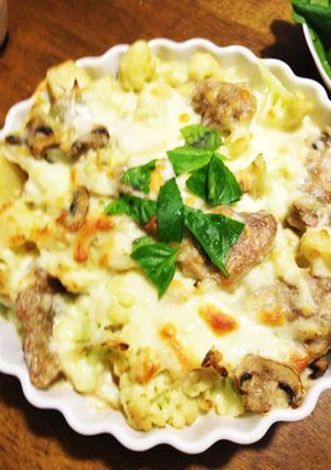 カリフラワーと豚肉のグラタン風-レシピのメイン写真