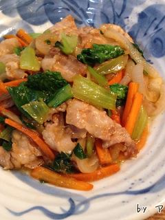 チンゲン菜を使った野菜豚バラしょうが炒め-レシピのメイン写真