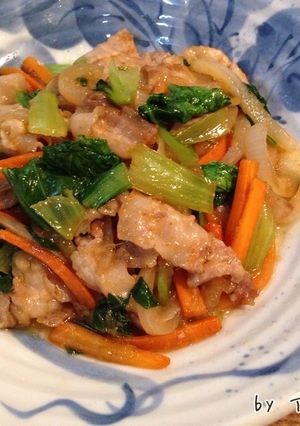 チンゲン菜を使った野菜豚バラしょうが炒め-レシピのメイン写真