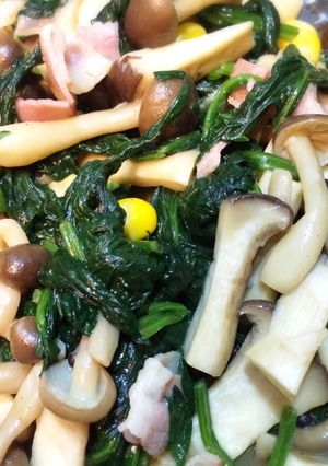 ほうれん草とキノコのバターソテー-レシピのメイン写真