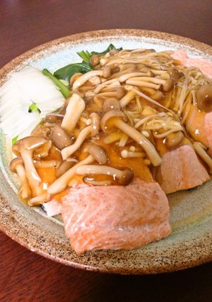 ヘルシー！鮭の酒蒸しきのこあん♪-レシピのメイン写真