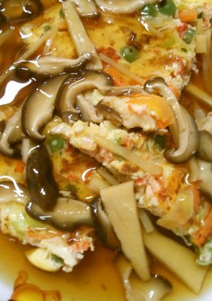 野菜たっぷり 美味しい 蟹玉 あんかけで-レシピのメイン写真
