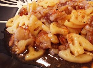 ご飯がススム♡豚バラとレンコンの甘酢炒め-レシピのメイン写真