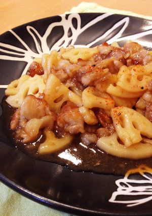 ご飯がススム♡豚バラとレンコンの甘酢炒め-レシピのメイン写真
