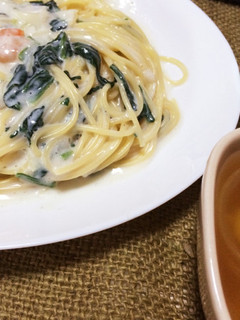 *簡単♪海老とホーレン草のパスタ*-レシピのメイン写真