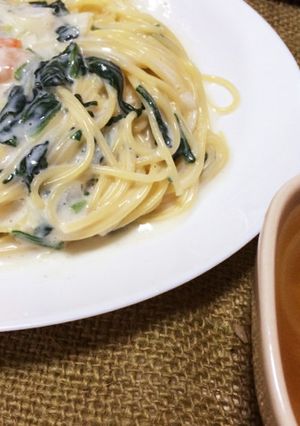 ＊簡単♪海老とホーレン草のパスタ＊-レシピのメイン写真