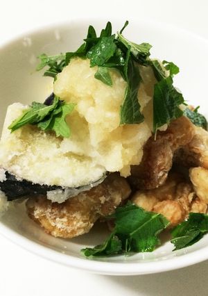 茄子と鶏肩肉(鶏もも肉でも！)の揚げ出し-レシピのメイン写真