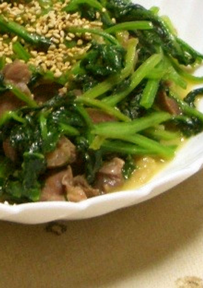 砂肝とほうれん草の香味炒め-レシピのメイン写真