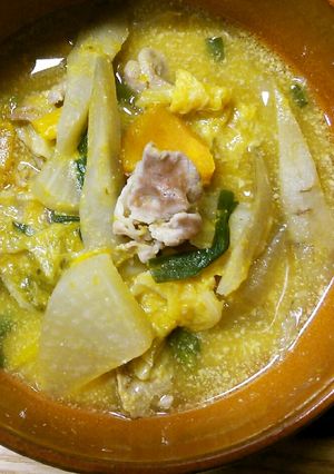 寒いときはコレ！かぼちゃのクリーミー豚汁-レシピのメイン写真
