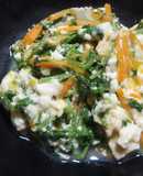 間引き菜(人参)と炒り豆腐の卵とじ