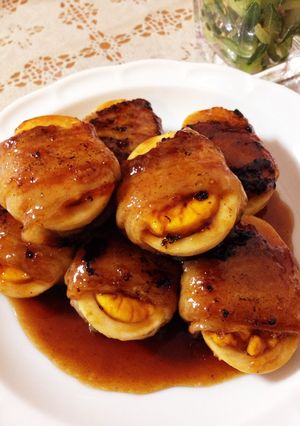 甘辛味でご飯がススム♡肉巻きゆで卵-レシピのメイン写真