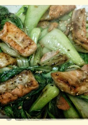 鮭のハラスとチンゲン菜の中華炒め-レシピのメイン写真