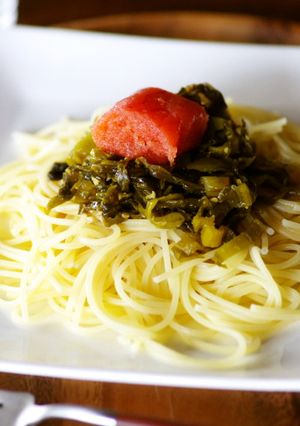 ＜お家カフェ＞高菜と明太子パスタ-レシピのメイン写真