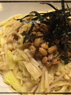 超簡単キャベツと納豆の和風スパゲッティ。-レシピのメイン写真