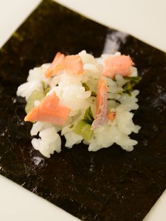 秋鮭と野沢菜の手まきごはん-レシピのメイン写真