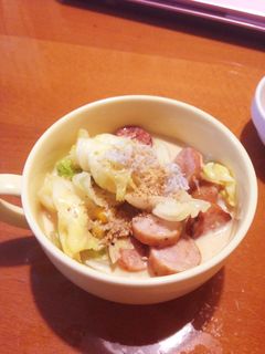 キャベツとウインナーの味噌豆乳スープ炒め-レシピのメイン写真