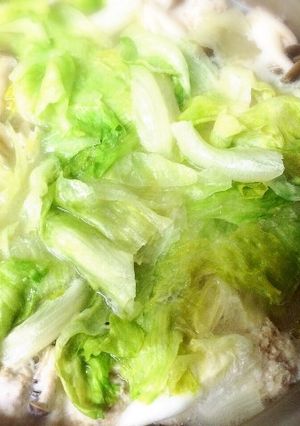 ゴマたっぷり鶏団子とレタスの塩麹鍋-レシピのメイン写真