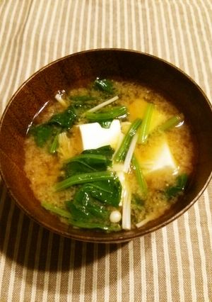 豆腐×ほうれん草・えのきの味噌汁♪-レシピのメイン写真