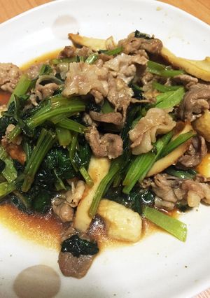 ヨシダソースで簡単＊小松菜と豚肉の炒め物-レシピのメイン写真