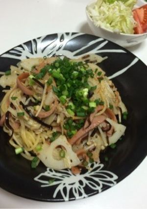 レンコンと塩昆布の和風パスタ-レシピのメイン写真