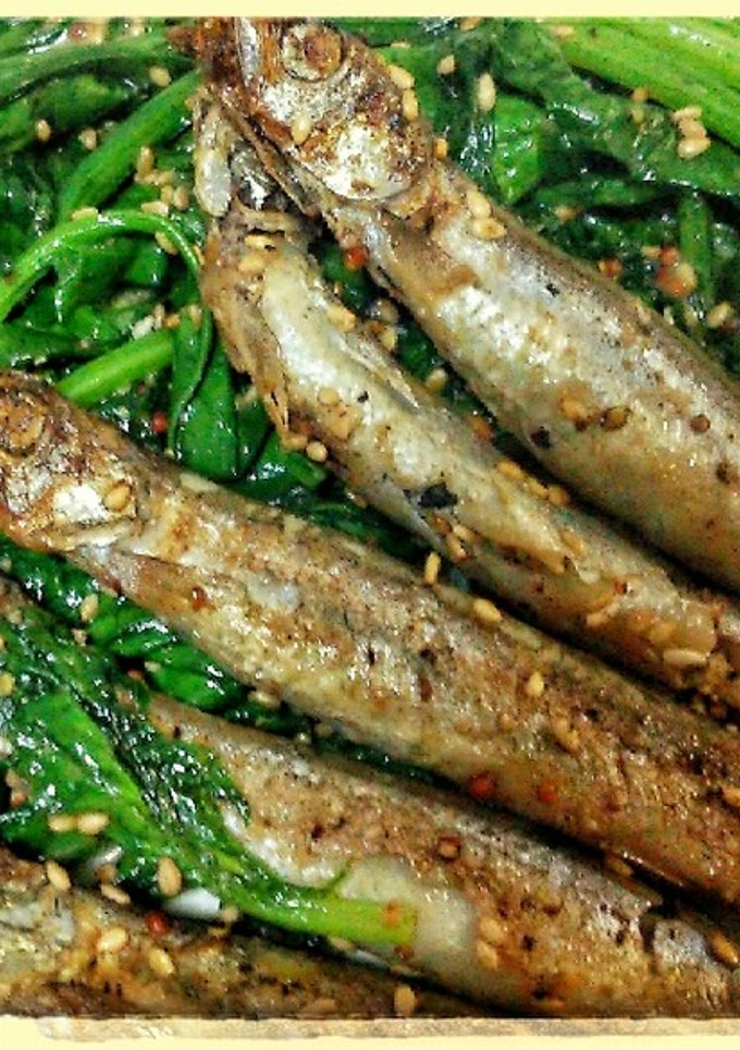 ししゃも法連草炒め ごまマスタード風味-レシピのメイン写真