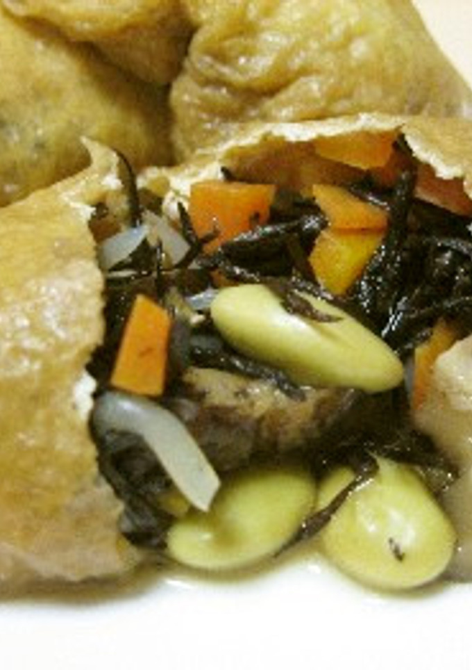 ひたし豆とひじきの福袋煮-レシピのメイン写真