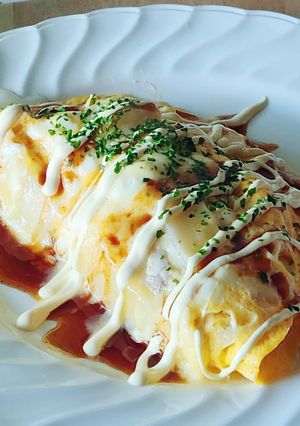 餅でとんぺい焼き♪レンジで簡単昼食☆節約-レシピのメイン写真