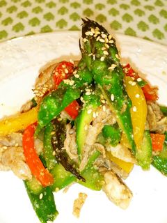 アスパラ・豚肉⭐炒めゴマ和え♪簡単⭐-レシピのメイン写真