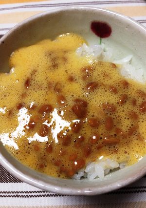 我が家のふわふわ卵納豆かけご飯♡-レシピのメイン写真