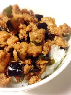 とり挽き肉となすピーマンのそぼろ丼的な。-レシピのメイン写真