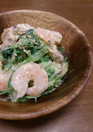 エビと水菜の味噌マヨサラダ-レシピのメイン写真