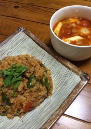 トムヤムクンチャーハン&ワンタンスープ-レシピのメイン写真
