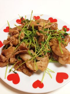 豆苗と豚肉の炒め物♡-レシピのメイン写真