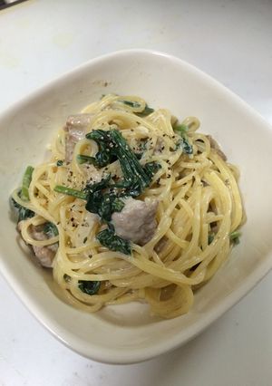 豚肉とほうれん草のミルク味噌パスタ-レシピのメイン写真