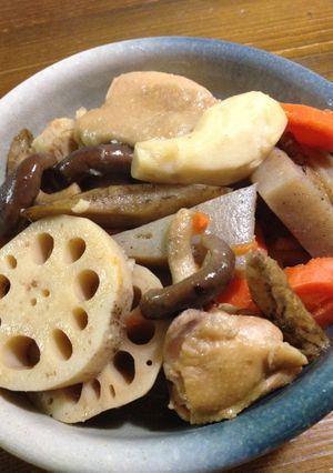 秋♡根菜と鶏肉とこんにゃくの煮物-レシピのメイン写真