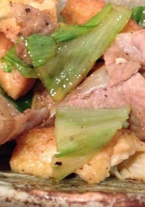 簡単☆厚揚げと豚肉とレタスの和風炒め-レシピのメイン写真