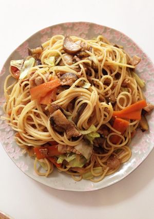 めんつゆで和風パスタ。焼きそばの具材で！-レシピのメイン写真